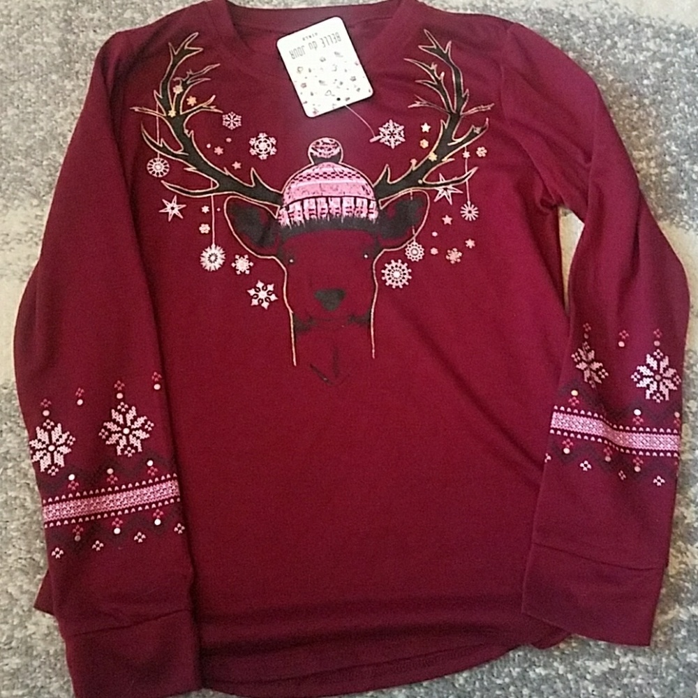 Woodland Animial Winter Top Sz Large NEW